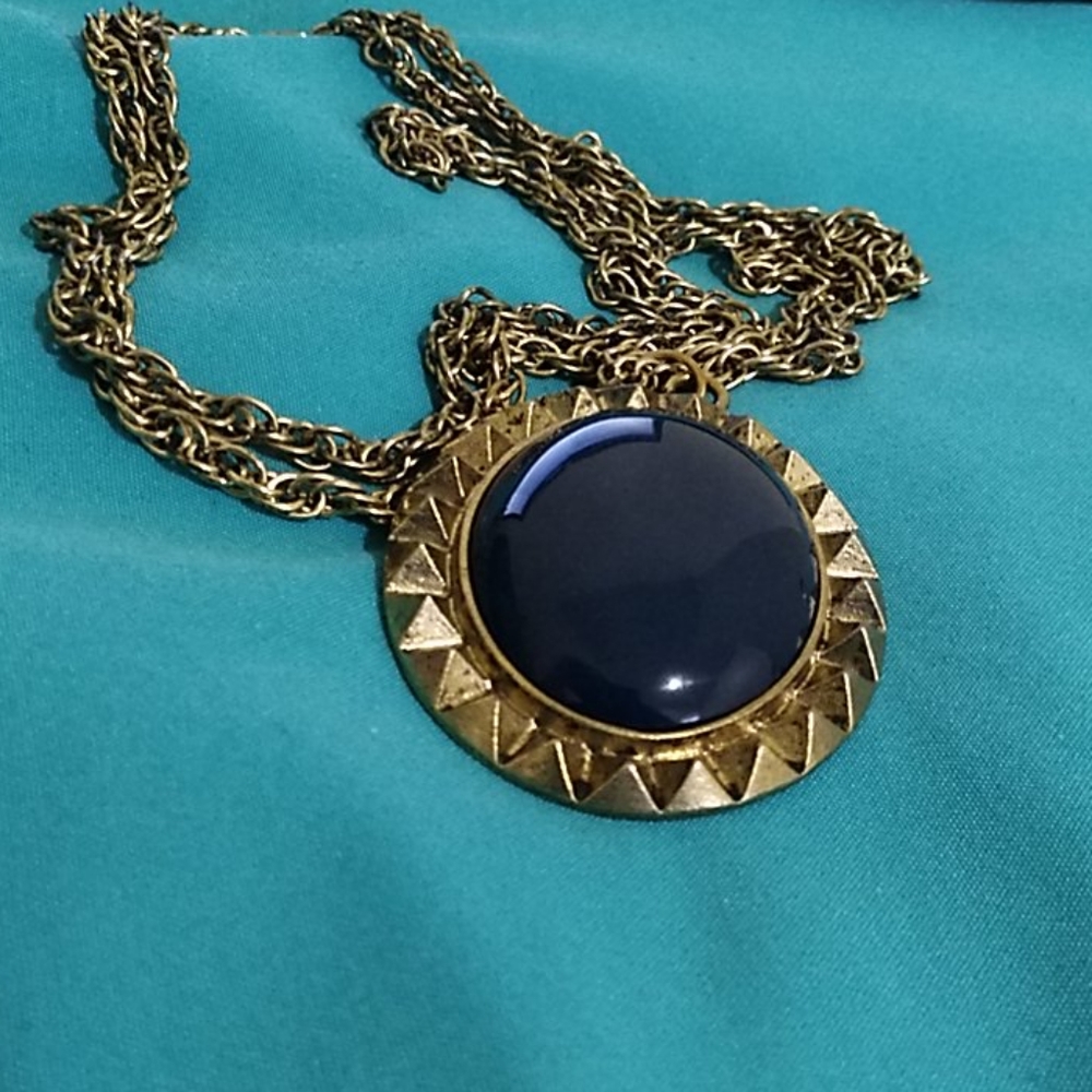 Gold and Navy Long Necklace